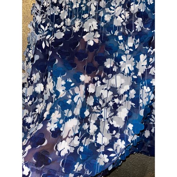 By JJ Office Business Casual Romcom Appliqué 3D Floral Shear 3/4 Sleeve Top - Picture 6 of 9